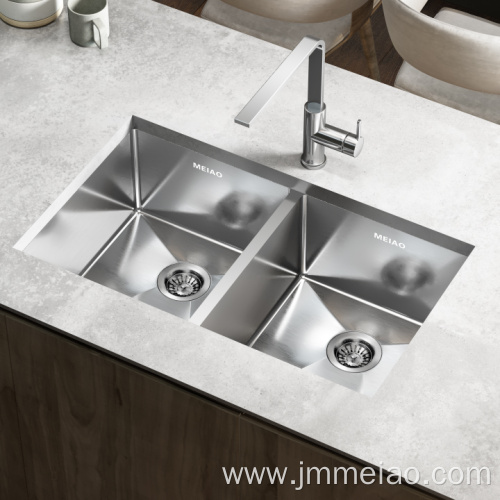 Stainless Steel Double Bowl Undermount Handmade Kitchen Sink